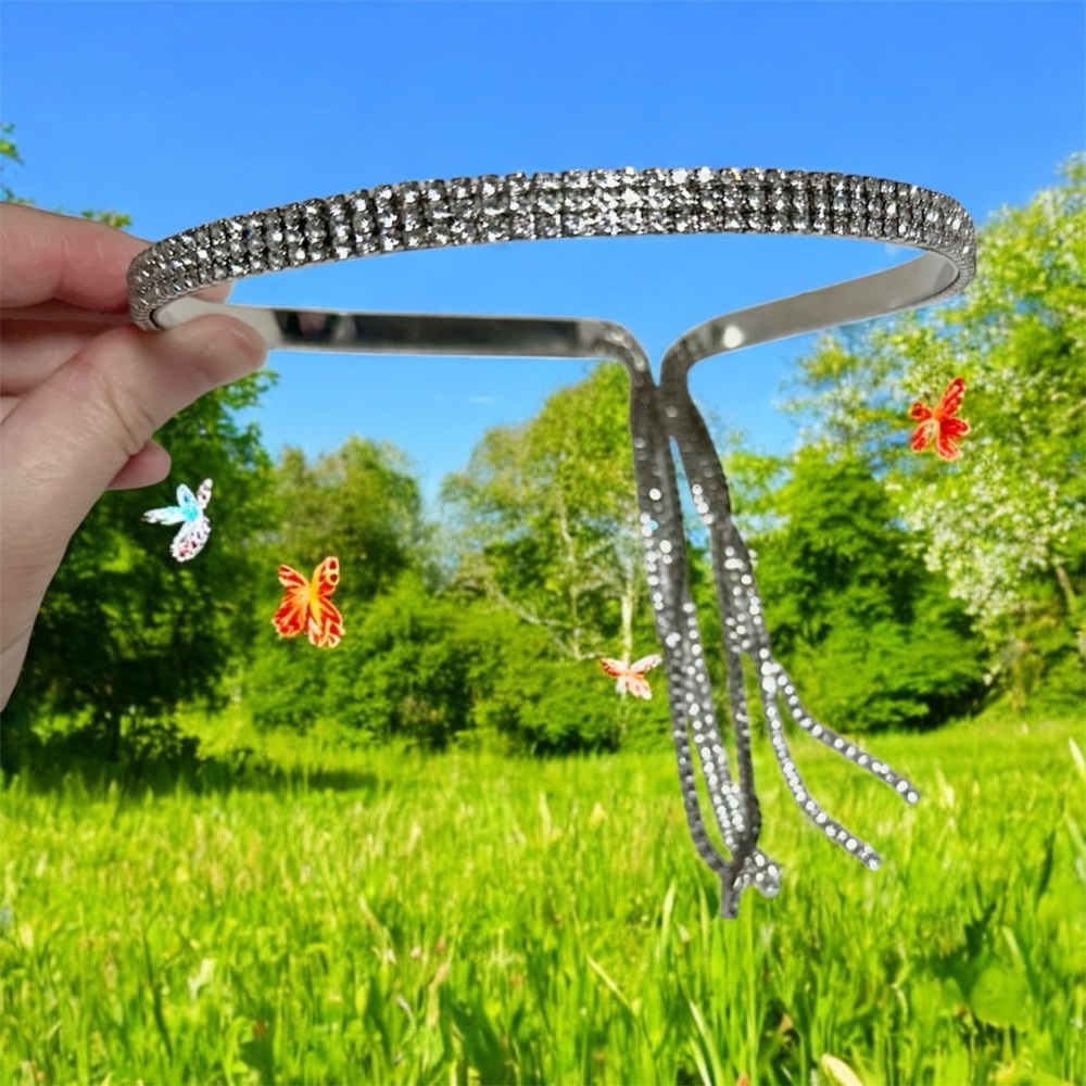 Silver Embellished Hair Accessory with Adjustable Chains